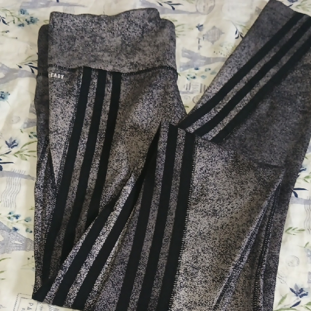 Adidas Black and Gray Patterned Leggings